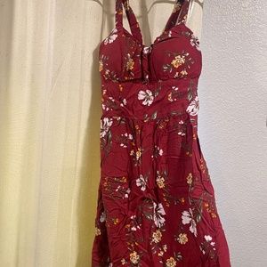 Red floral summer dress